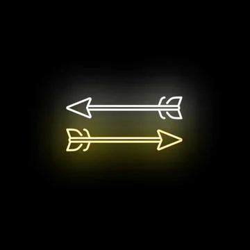 Neon arrows pointing opposing directions conceptualizing choice Stock Illustration