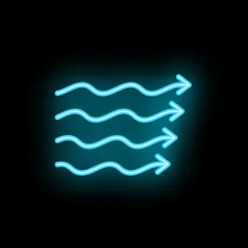 Neon arrows pointing the same direction over black background Stock Illustration