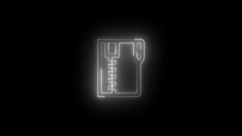 Neon article icon glowing black background animation Видео 289439633