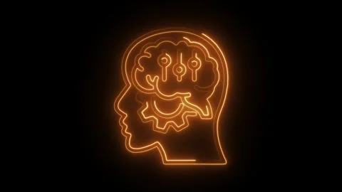 Neon artificial intelligence conceptual animation of machine learning and b.. Stock Footage 309914140