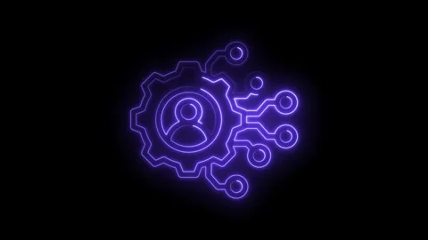 Neon artificial intelligence network connection with person icon and techno.. Stock Footage 345997263