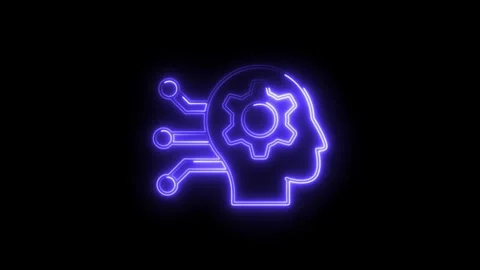 Neon artificial intelligence symbol animated on black background Stock Footage 308191680