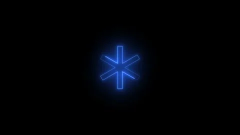Neon asterisk badge icon glowing black background animation Stock Footage 289439637
