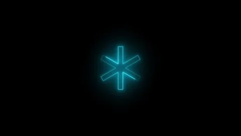 Neon asterisk badge icon glowing black background animation Stock Footage 289439657