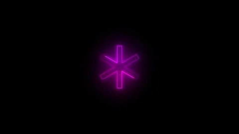 Neon asterisk badge icon glowing black background animation Stock Footage 289439668