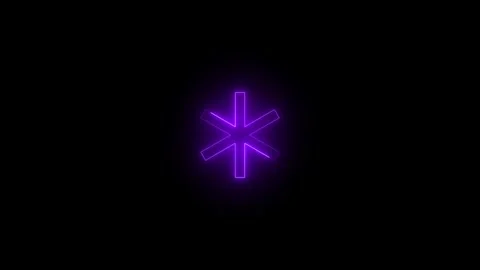 Neon asterisk badge icon glowing black background animation Stock Footage 289439675