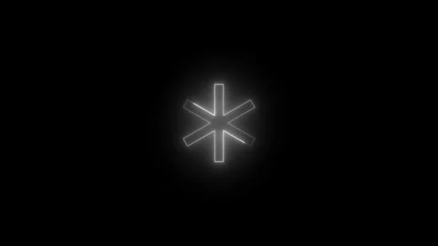 Neon asterisk badge icon glowing black background animation Stock Footage 289439685