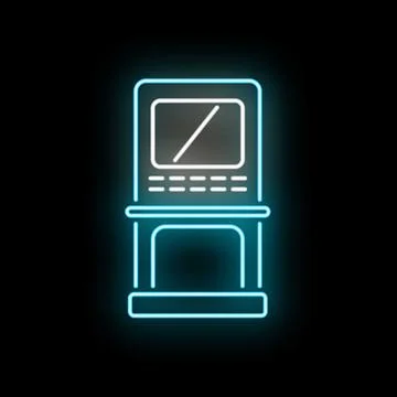 Neon atm machine offering electronic banking services Stock Illustration