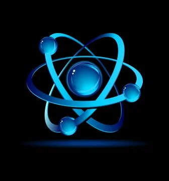 Neon Atom on a black Background Stock Illustration