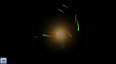 Neon atom nucleus electron movement Stock Footage 63190424