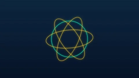 Neon Atom Structure Abstract Motion Graphic Symbol Video stock 341844882