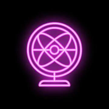 Neon atom symbol shining on black background Stock Illustration