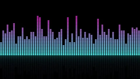 Neon audio equalizer bars spectrum jumping seamless loop animation Stock Footage 347449205