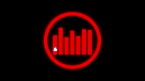 Neon audio equalizer icon inside glowing circle animation on black backgrou.. Stock Footage 334123686