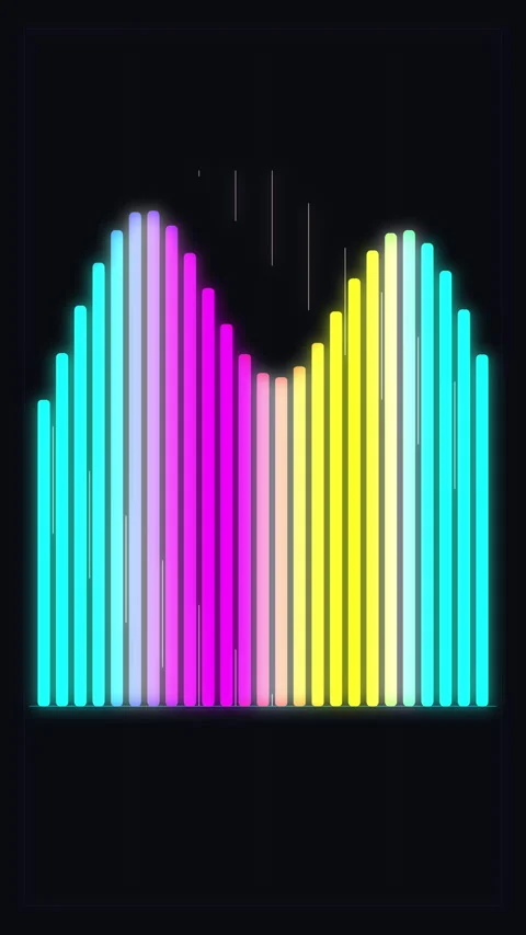 Neon audio equalizer loop with glowing sound wave spectrum and motion graphic Stock Footage 346738649