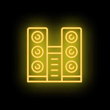 Neon audio system icon glowing on dark background Stock Illustration