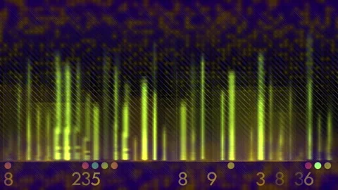 Neon Audio Visualization Against Colorful Grid Background Stock Footage 321943597