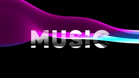 Neon Audio Wave Visualizer with MUSIC Text Motion Graphics Loop for Nightclub DJ Video stock 345505214