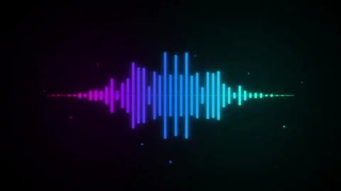 Neon audio waveform equalizer: pulsing digital sound visualization for musi.. Stock Footage 337554034
