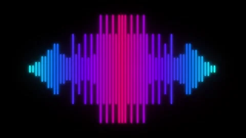 Neon audio waveform equalizer pulsing in vibrant blue and pink gradient on .. Stock Footage 337554037