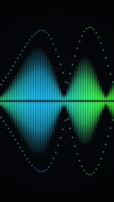 Neon audio waveform equalizer spectrum on black screen background Stock-Footage 345487972