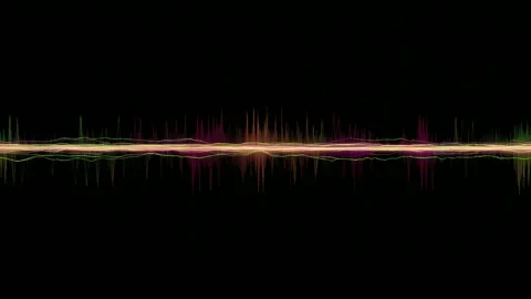 Neon audio waveform line on black background, abstract sound equalizer back.. Stock Footage 342046134