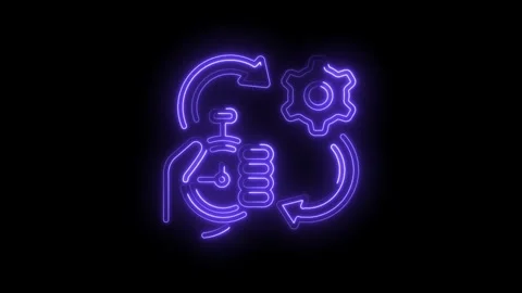 Neon automation process business efficiency time management gear and arrows Stock Footage 330775141