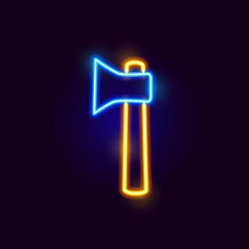 Neon Axe Icon Stock Illustration