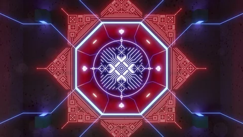 Neon background with animated ornament (loop) Видео 120627060