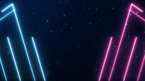Neon background with particles movement, particles, neon stripes, dark backg Stock Footage 237766327
