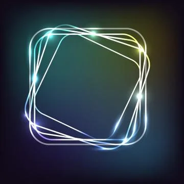 Neon background with rounded rectangle Stock Illustration