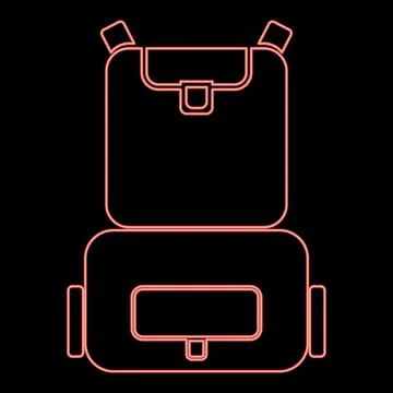 Neon backpack red color vector illustration flat style image 스톡 일러스트