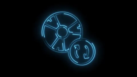 Neon backup restore icon animation glowing outlines circular data recovery Stock Footage 322989077
