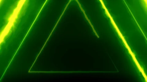 Neon bakcground flying through edless glowing rotating neon triangles creating a 動画素材 110730820