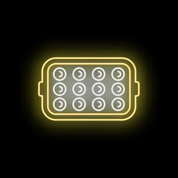 Neon baking pan with glowing muffin cups illustration Stock Illustration