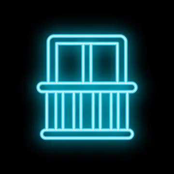 Neon balcony with glowing blue light effect Stock Illustration