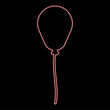 Neon balloon Airball with string rope inflatable helium red color vector il.. Stock Illustration