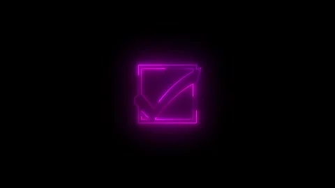 Neon ballot box with check icon glowing black background animation Vidéo 289438092