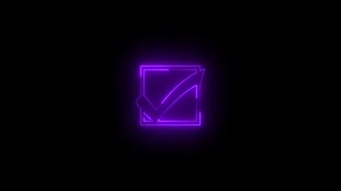 Neon ballot box with check icon glowing black background animation Vidéo 289438095