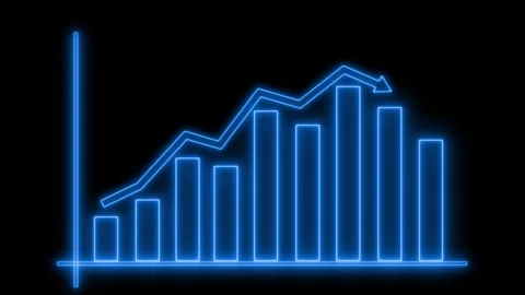 Neon Bar and Line Graph Animated, Neon Business Data Bar Graph Animation on.. 動画素材 314661597