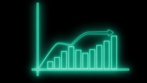 Neon Bar and Line Graph Animated, Financial Growth Bar Chart in Futuristic .. Stock Footage 315190850
