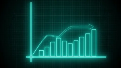Neon Bar and Line Graph Animated, Financial Growth Bar Chart in Futuristic .. Stock Footage 315190889