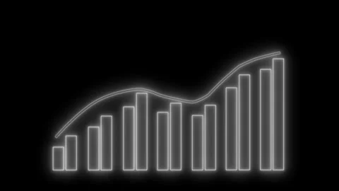 Neon Bar and Line Graph Animated, Neon Business Graph Background Animation Stock Footage 317852689