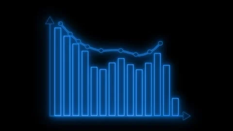 Neon Bar and Line Graph Animation on Black Background Vidéo 317859326