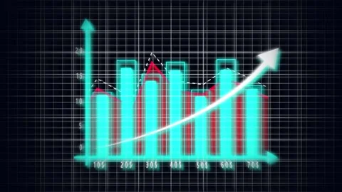 Neon bar chart animation. Stock market growth financial success data visual.. Vidéo 321445260