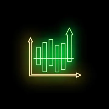 Neon bar chart displaying financial analysis and growth Stock Illustration