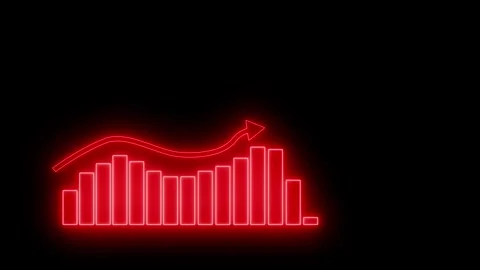 Neon Bar Chart with Downward Arrow, Technology-Inspired Business Report Cha.. Stock Footage 315190193