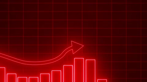 Neon Bar Chart with Downward Arrow, Technology-Inspired Business Report Cha.. Stock Footage 315190340