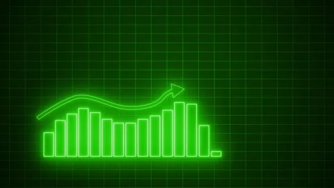 Neon Bar Chart with Downward Arrow, Technology-Inspired Business Report Cha.. Stock Footage 315190352