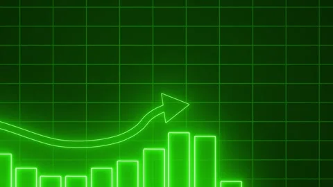 Neon Bar Chart with Downward Arrow, Technology-Inspired Business Report Cha.. Stock Footage 315190375